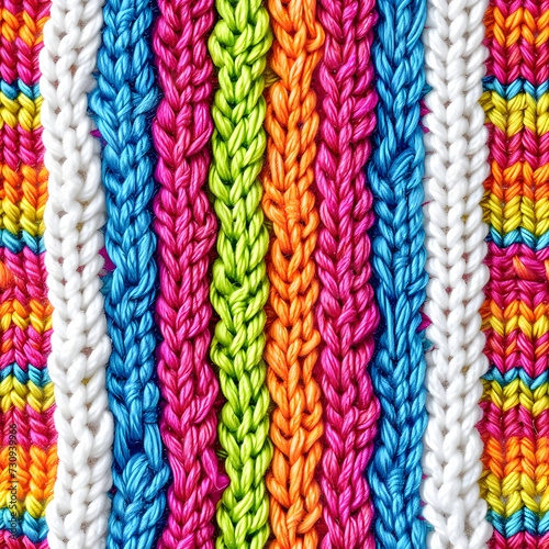 neon color knitted embroidered stripes