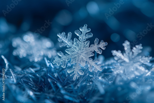 blue christmas background with snowflakes