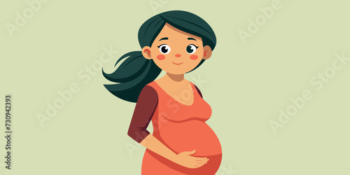 Happy and healthy pregnancy concept. Pregnant woman doing yoga exercises for health and relaxation. Illustration vector isolated on white