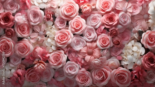 Whispers of Spring: A Mesmerizing Gathering of Pink and White Blossoms. Generative AI.