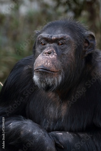 よそ見をするオスのチンパンジー © osaru_photos