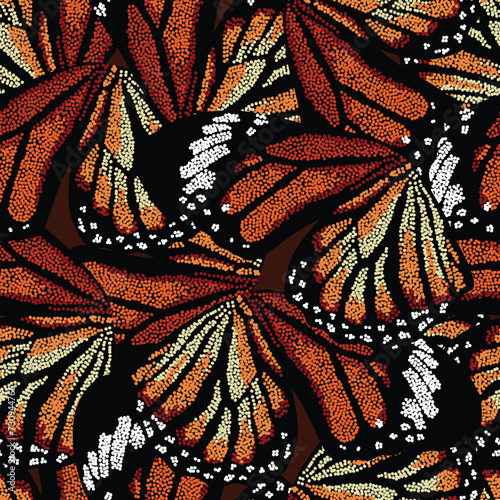 Orange Monarch Butterfly Seamless Pattern