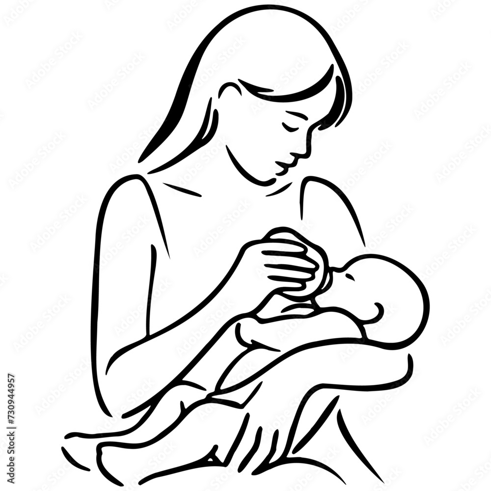 Bottle Feeding Sketch Drawing. Bottle Feeding Sketch Drawing.