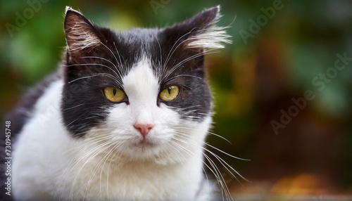 portrait of a sad cat black and white color