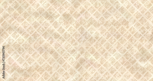 Waffle towel with diagonal seamless pattern of noisy texture in colors of natural linen. Vector cotton fabric bg. Blank kitchen cloth, napkin or tablecloth