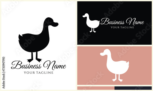 silhouette duck swim logo template