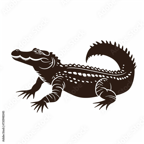 Crocodile silhouette  flat logo  no color
