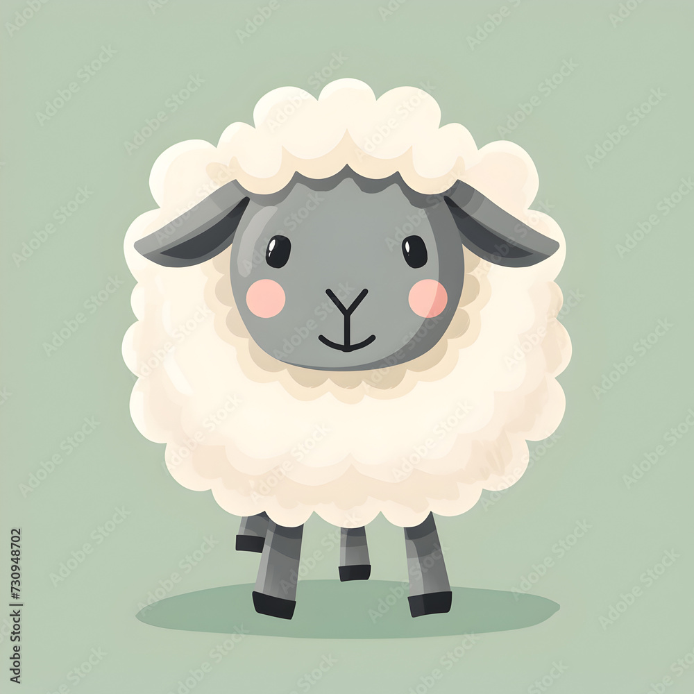 Flat Logo of Cute Cartoon Sheep Vector Icon Illustration Animal Nature Concept Flat Logo of Cute Cartoon Sheep Vector Icon Illustration Animal Nature Concept