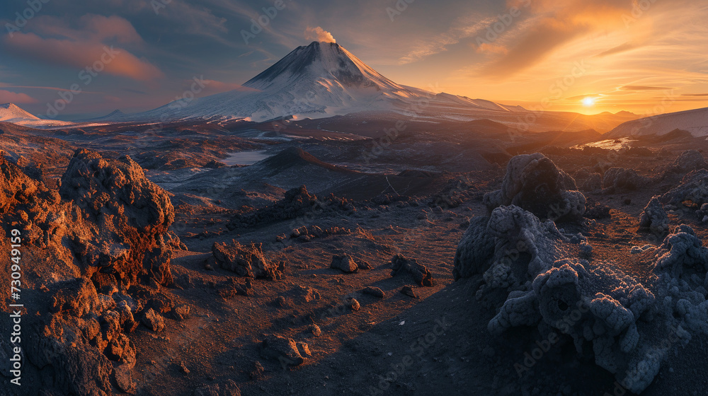 Naklejka premium Volcano landscape. 
