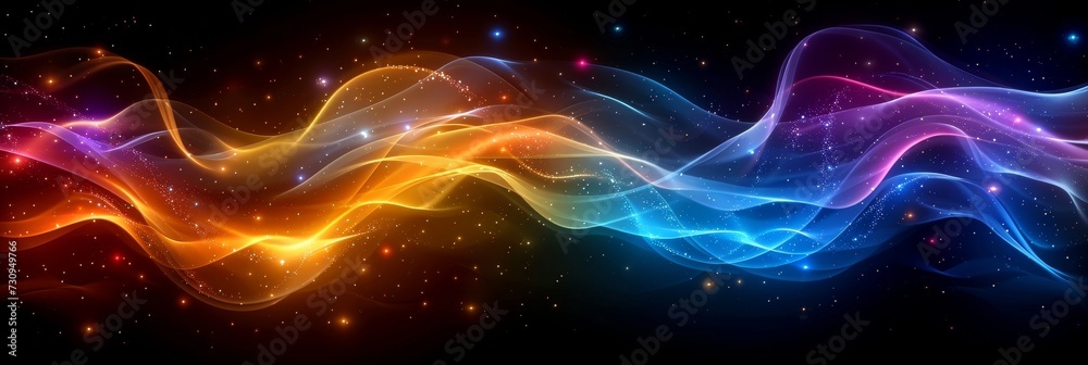 Cosmic Dance of Neon Waves: An Abstract Representation of Interstellar Energies