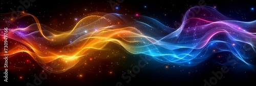 Cosmic Dance of Neon Waves  An Abstract Representation of Interstellar Energies