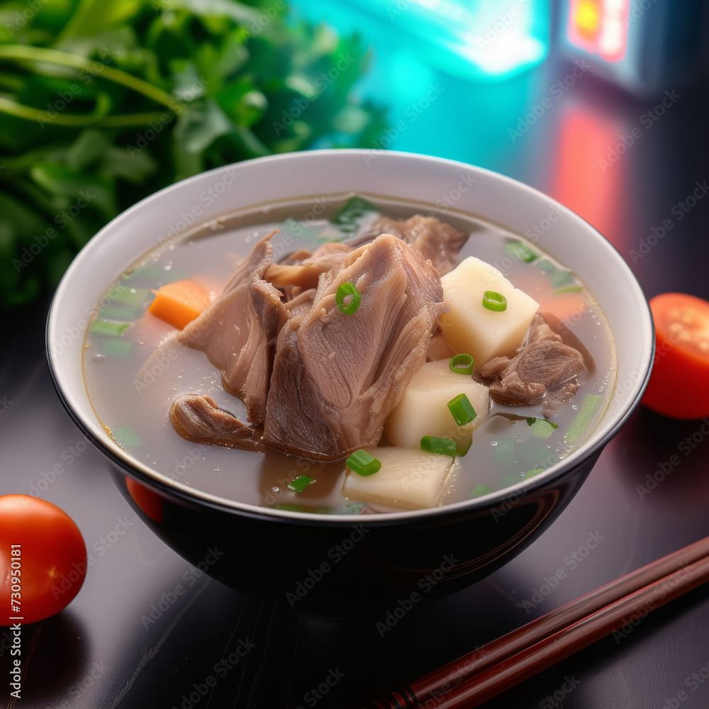 Food, radish, beef, soup, bowl Food, radish, beef, soup, bowl