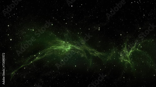 Nebula s Embrace in Cosmic Space. Vivid green nebula patterns spread across the starry space backdrop.