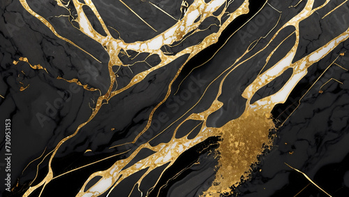 marble with black and gold background  © carolnitra