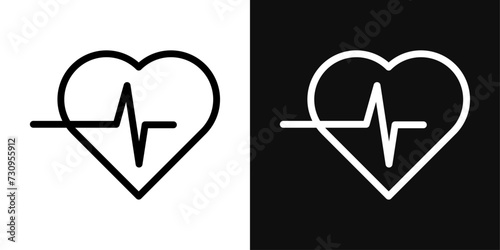 Heart rate pulse vector line icon illustration. photo