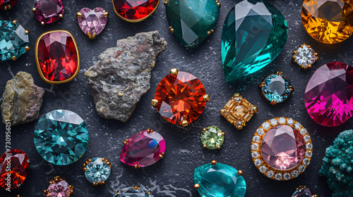 Different precious stones for jewelry on dark...