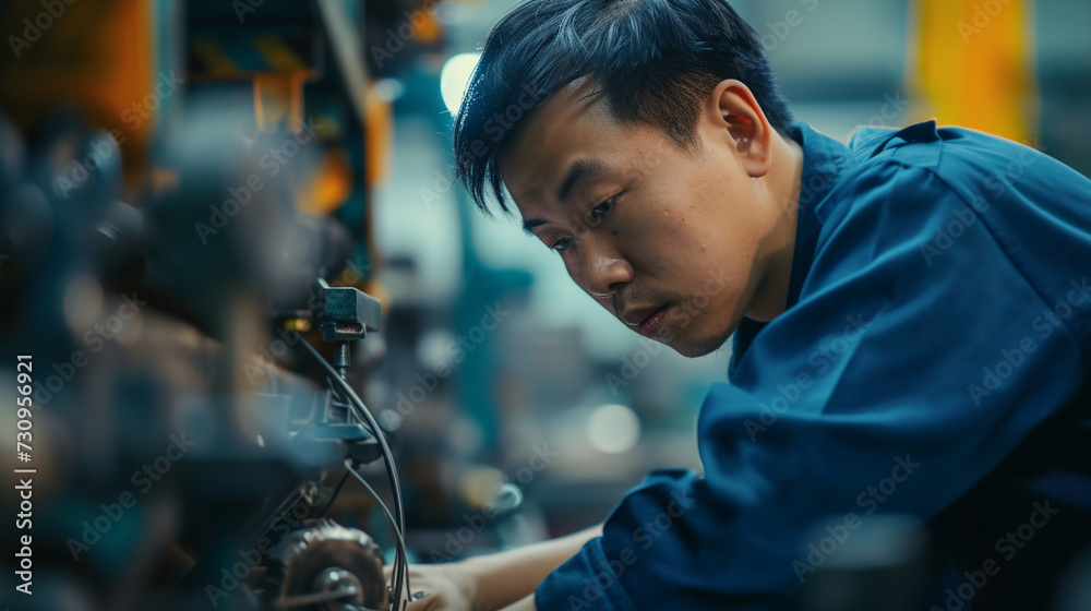 Asian worker in the factory.