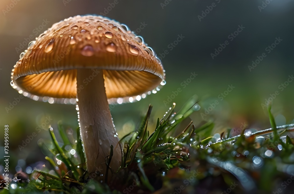 Fototapeta premium Awesome fungi mushroom close up macro shot in magical world