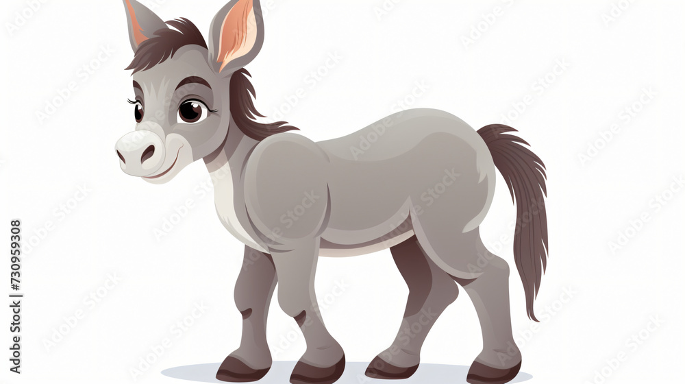 Donkey cute cartoon vector illustration, cartoon isolated.