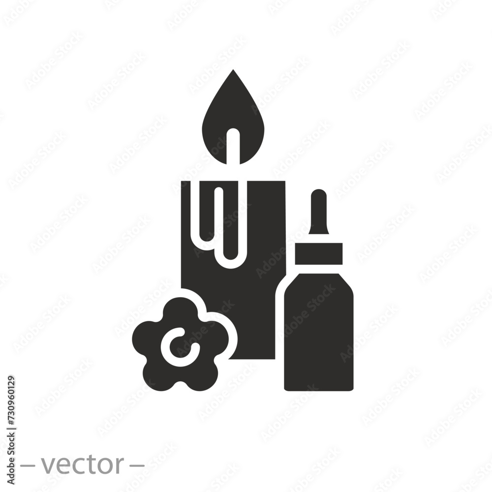 aroma therapy icon, scented candle, flat symbol on white background - vector illustration aroma therapy icon, scented candle, flat symbol on white background - vector illustration