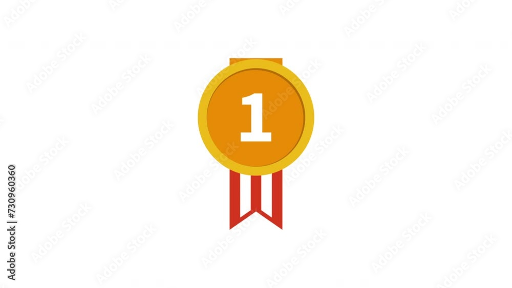 Animated gold medal with number 1 on a white background. 4k video Animated gold medal with number 1 on a white background. 4k video