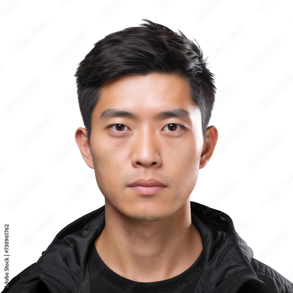 Portrait of Asian man with serious expression, isolated on transparent background Portrait of Asian man with serious expression, isolated on transparent background