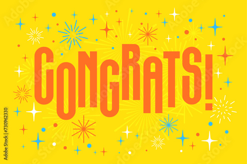 Congratulations card, poster, banner, greeting card, printable with Congrats logo, word, text, wishes message for congratulations graduate, winner, business, success, students, exam, wedding