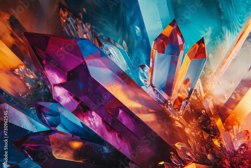Close Up of Colorful Crystals, Vibrant Gems in a Mesmerizing Array