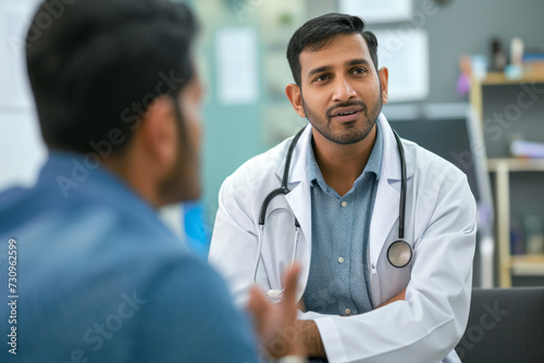 Doctor Talking to Patient in Office, Healthcare Consultation and Discussion.