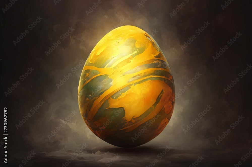 Easter egg painted on a dark background. Easter concept