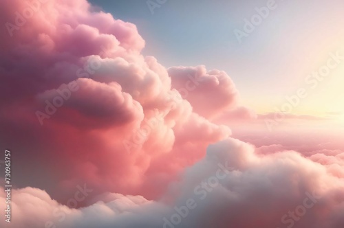 Pink Clouds Background. Sky Background. Clouds Texture. Beautiful cloudscape with blue sky and pink clouds photo