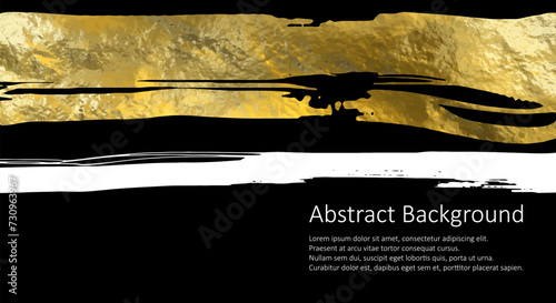 Gold foil abstract grunge banner. Texture, gold foil effect background vector illustration.
