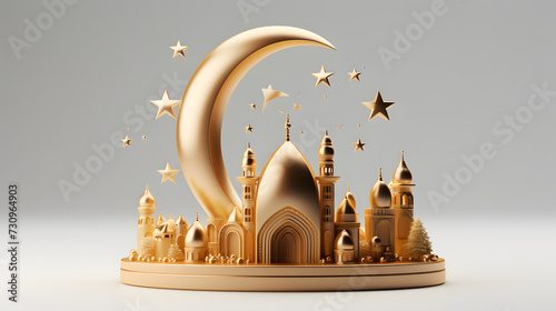 Al Mawlid Al Nabawai Al Sharif greeting card with dome and minaret of the Prophet's Mosque..