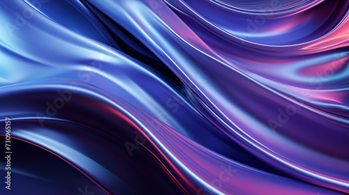 Holographic blue purple waves realistic metallic texture. Gradient liquid surface metal pattern background abstract design. Glistening electric backdrop textured wallpaper patterned