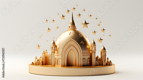 Al Mawlid Al Nabawai Al Sharif greeting card with dome and minaret of the Prophet's Mosque..