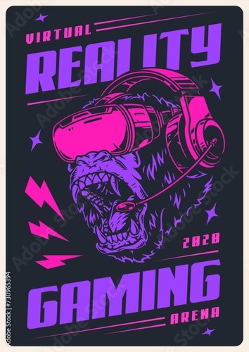 vr games colorful vintage flyer