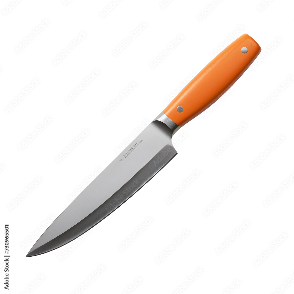 Kitchen knife with orange steel blade with saved path isolated on transparent background Kitchen knife with orange steel blade with saved path isolated on transparent background