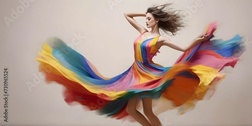 dancing in a colorful dress
