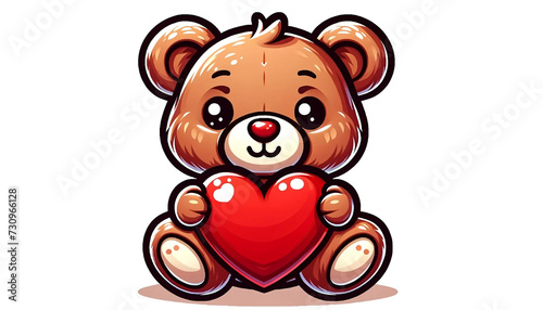 Teddy bear holding a heart balloon