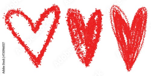 Wallpaper Mural Chalk-Drawing Like Red Hearts. No Background. Valentine's Day Print. Hand Drawn Hearts of Irregular Shape. Simple Abstract Love Symbol Made of Chalk. No text.  Torontodigital.ca