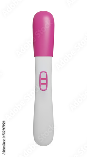 3D pregnancy test vector illustration isolated on white. Cute pink positive pregnancy test kit 3D render. Pregnancy planning, woman healthcare, fertility and ovulation test, birth control medical tool