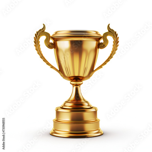 Gold trophy cup isolated on white