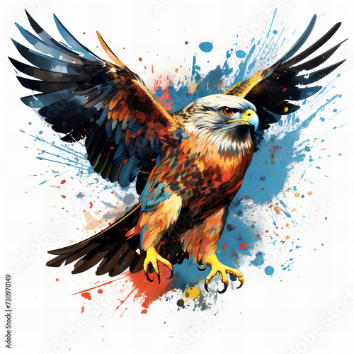 Colorful Splash Art Eagle in Flight - Dynamic Abstract Wildlife Vector Illustration for Creative Design and Wall Art Decoration