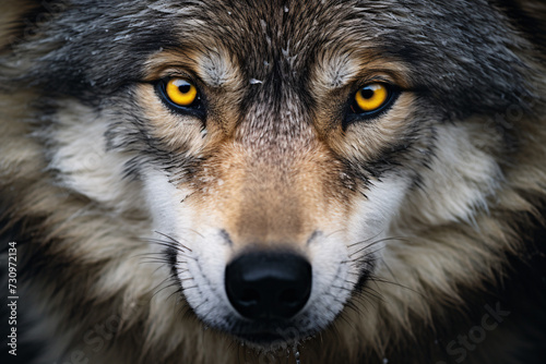 Close up of face of wild wolf