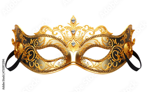 Carnival Mask Adorned with Sparkling Gold Trim Isolated on Transparent Background PNG.