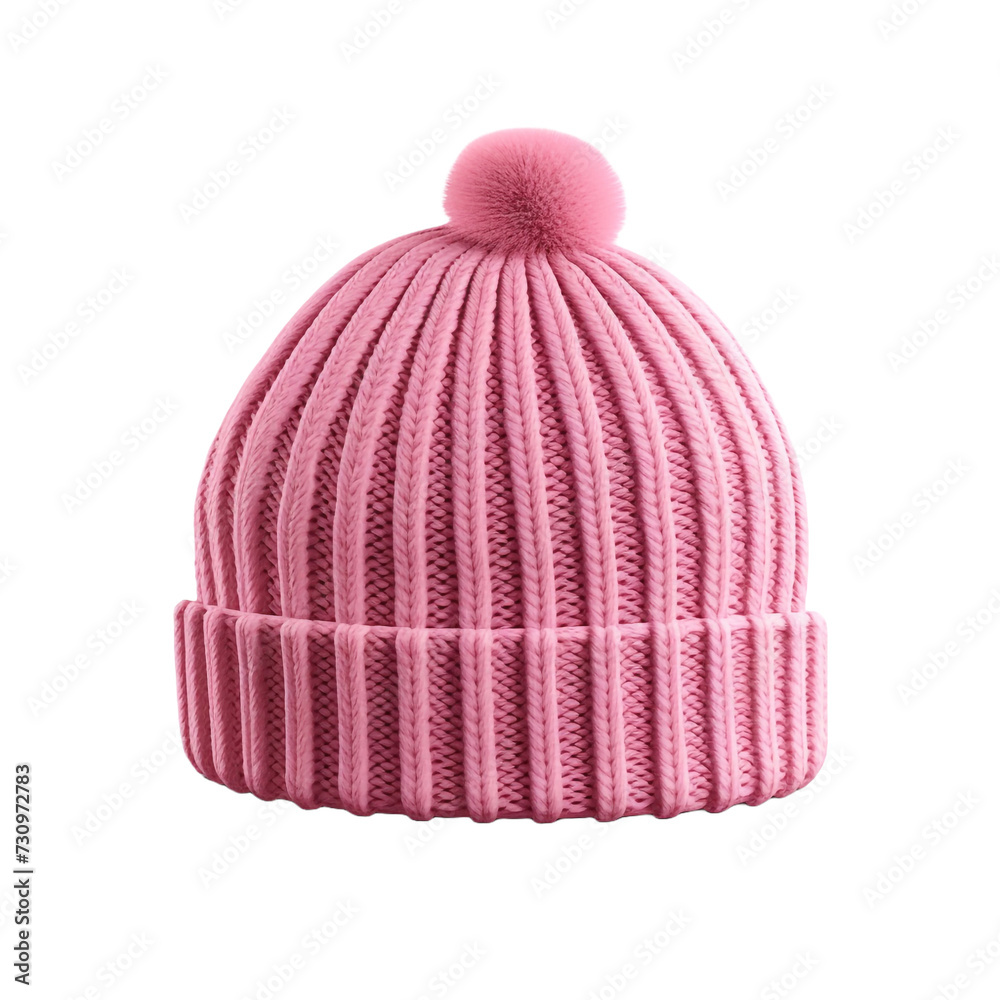 Knitted hat in pink color isolated on transparent background Knitted hat in pink color isolated on transparent background
