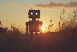 Mechanical Meander: Sunset Stroll Through Nature's Canvas