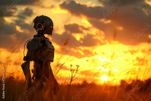 Dusk Discovery: Robot's Journey Amidst Nature's Finest Hour