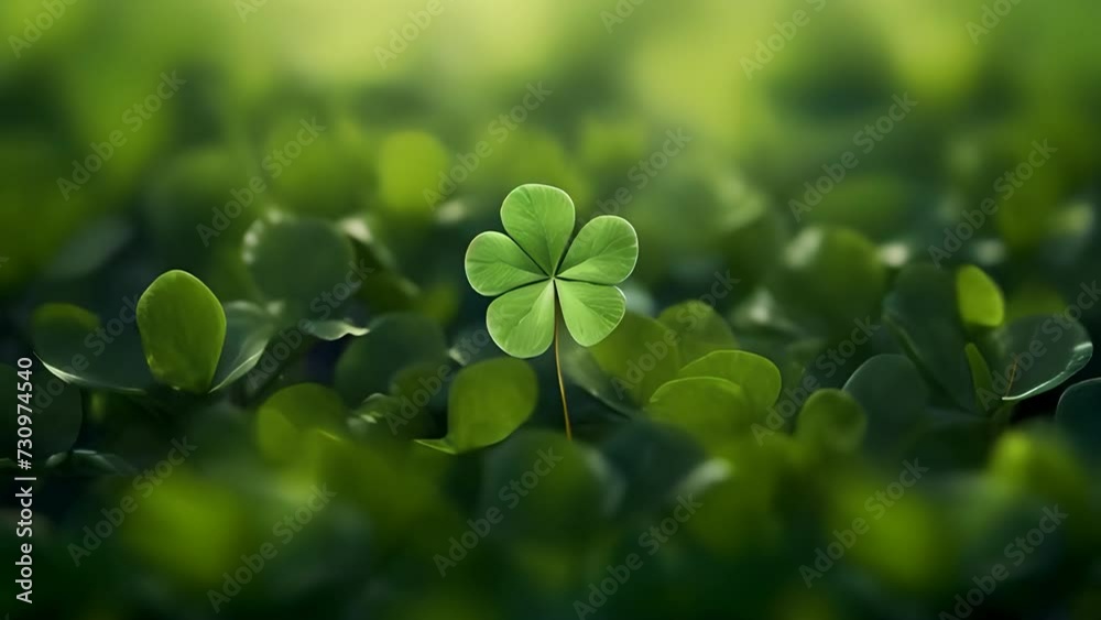 A vibrant green clover standing tall amidst a field of other green plants A vibrant green clover standing tall amidst a field of other green plants