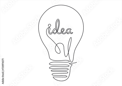 Continuous line drawing. Light bulb of business ideas concept. Vector illustrations